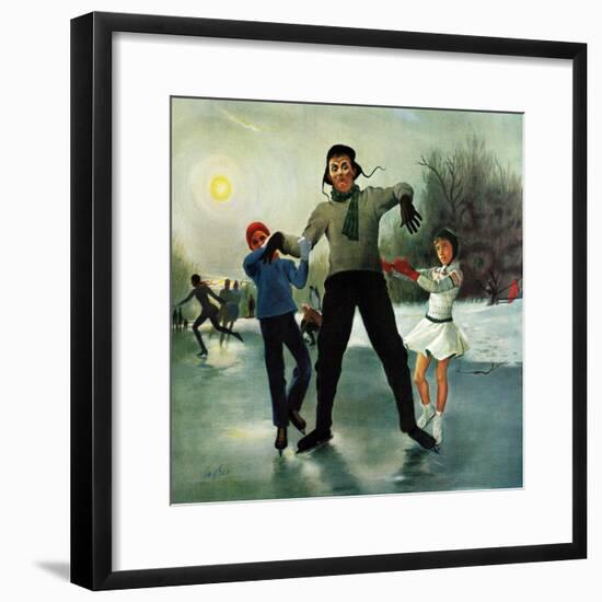 "Ice-skating Class for Dad", February 8, 1958-George Hughes-Framed Giclee Print