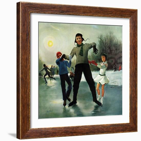 "Ice-skating Class for Dad", February 8, 1958-George Hughes-Framed Giclee Print