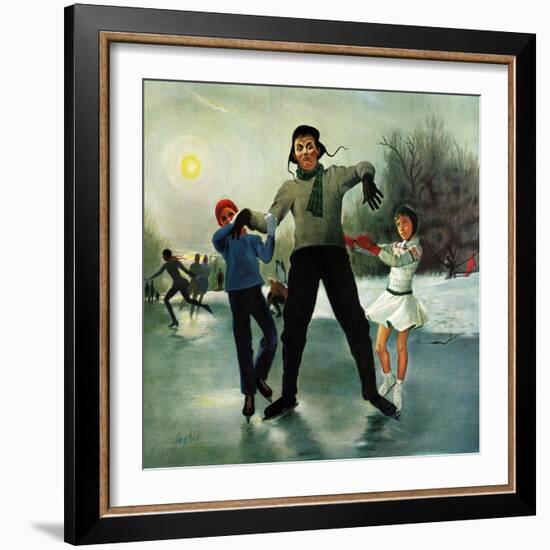 "Ice-skating Class for Dad", February 8, 1958-George Hughes-Framed Giclee Print