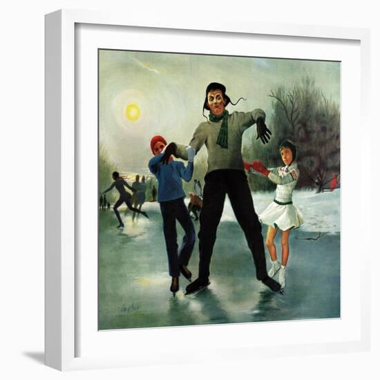 "Ice-skating Class for Dad", February 8, 1958-George Hughes-Framed Giclee Print