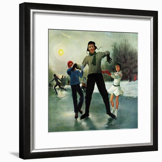 "Ice-skating Class for Dad", February 8, 1958-George Hughes-Framed Giclee Print