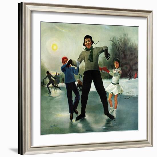 "Ice-skating Class for Dad", February 8, 1958-George Hughes-Framed Giclee Print