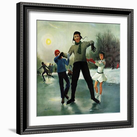 "Ice-skating Class for Dad", February 8, 1958-George Hughes-Framed Giclee Print