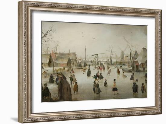 Ice-Skating in a Village-Hendrick Avercamp-Framed Art Print