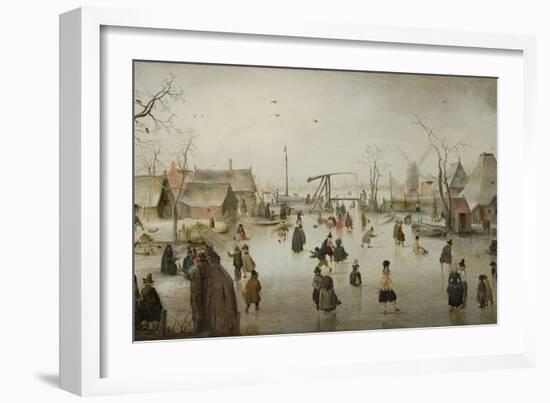 Ice-Skating in a Village-Hendrick Avercamp-Framed Art Print