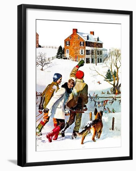 "Ice-Skating in the Country," December 1, 1971-John Falter-Framed Giclee Print