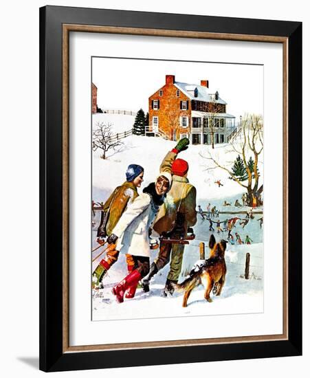 "Ice-Skating in the Country," December 1, 1971-John Falter-Framed Giclee Print