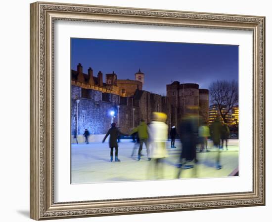 Ice Skating in Winter, Tower of London, London, England, United Kingdom, Europe-Alan Copson-Framed Photographic Print