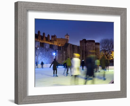 Ice Skating in Winter, Tower of London, London, England, United Kingdom, Europe-Alan Copson-Framed Photographic Print