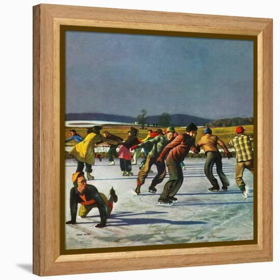 "Ice Skating on Pond", January 26, 1952-John Falter-Framed Premier Image Canvas