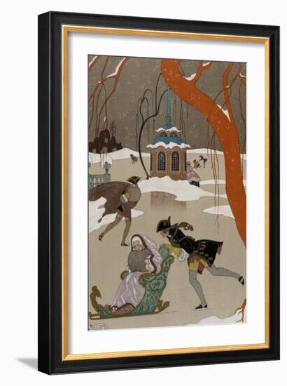 Ice Skating on the Frozen Lake-Georges Barbier-Framed Giclee Print