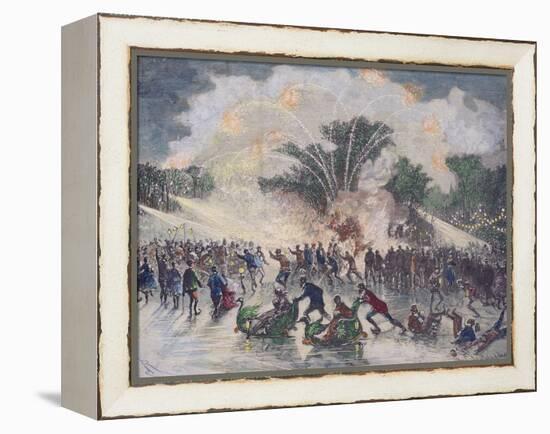 Ice-Skating Party at the Bois De Boulogne, Paris-Édouard Riou-Framed Premier Image Canvas