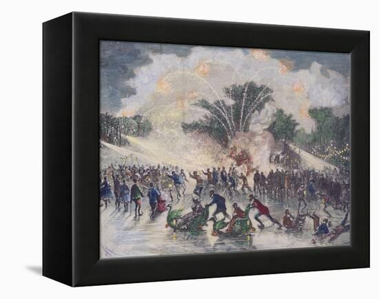 Ice-Skating Party at the Bois De Boulogne, Paris-Édouard Riou-Framed Premier Image Canvas