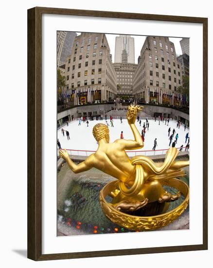 Ice Skating Rink Below the Rockefeller Centre Building on Fifth Avenue, New York City, New York, Un-Gavin Hellier-Framed Photographic Print