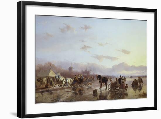 Ice Sleighs-Andreas Schelfhout-Framed Premium Giclee Print