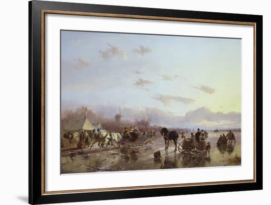 Ice Sleighs-Andreas Schelfhout-Framed Premium Giclee Print