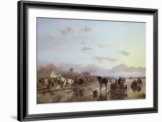 Ice Sleighs-Andreas Schelfhout-Framed Premium Giclee Print