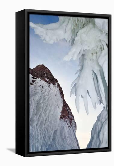 Ice Splash Out Formation With Icicles, Lake Baikal, Siberia, Russia, March-Olga Kamenskaya-Framed Premier Image Canvas