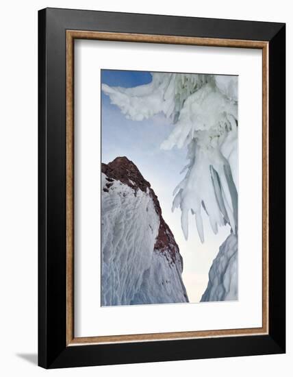 Ice Splash Out Formation With Icicles, Lake Baikal, Siberia, Russia, March-Olga Kamenskaya-Framed Photographic Print