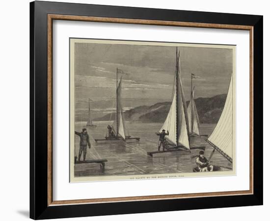 Ice Yachts on the Hudson River, USA-Joseph Nash-Framed Giclee Print