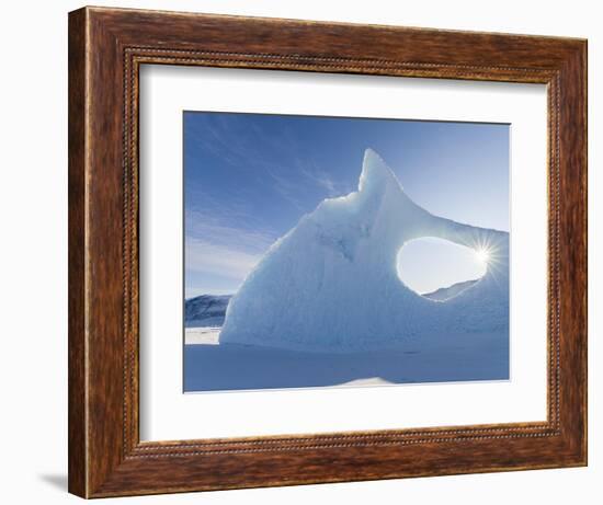 Iceberg frozen into the sea ice of the Uummannaq fjord system during winter. Greenland-Martin Zwick-Framed Photographic Print