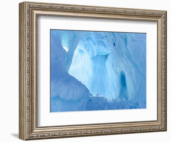 Iceberg frozen into the sea ice of the Uummannaq fjord system during winter. Greenland-Martin Zwick-Framed Photographic Print