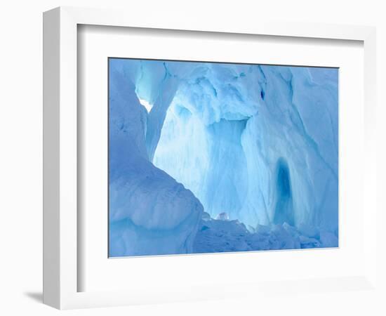 Iceberg frozen into the sea ice of the Uummannaq fjord system during winter. Greenland-Martin Zwick-Framed Photographic Print
