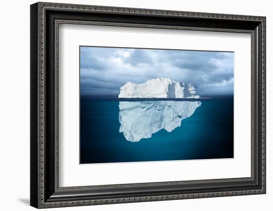 Iceberg Mostly Underwater Floating in Ocean-Oskari Porkka-Framed Photographic Print