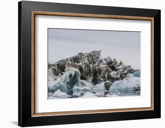 Iceberg with Moraine Material and Icicles at Booth Island, Antarctica, Polar Regions-Michael Nolan-Framed Photographic Print