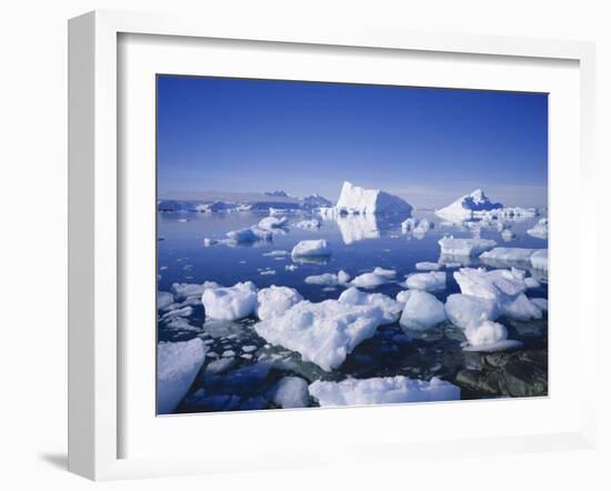 Icebergs and Brash Ice, Antarctica, Polar Regions-Geoff Renner-Framed Photographic Print