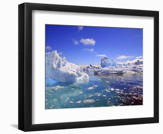 Icebergs and Ice Flows in the Artic Sea, Near Paradise Harbor, Antarctica-Miva Stock-Framed Photographic Print