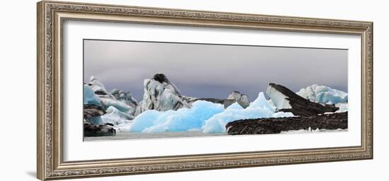 Icebergs and Volcanic Ash, Jokulsarlon Lagoon, Iceland-null-Framed Photographic Print