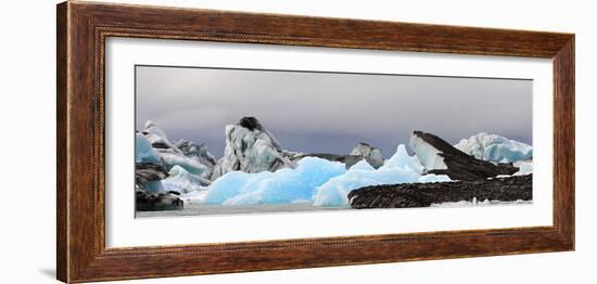 Icebergs and Volcanic Ash, Jokulsarlon Lagoon, Iceland-null-Framed Photographic Print