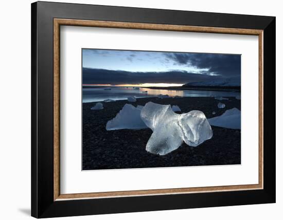 Icebergs at Sunset on Jokulsa Beach, on the Edge of the Vatnajokull National Park, South Iceland-Lee Frost-Framed Photographic Print