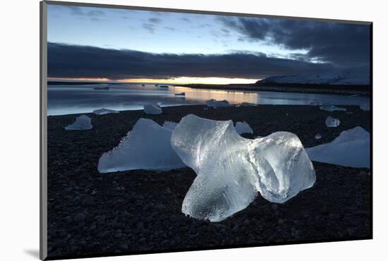Icebergs at Sunset on Jokulsa Beach, on the Edge of the Vatnajokull National Park, South Iceland-Lee Frost-Mounted Photographic Print