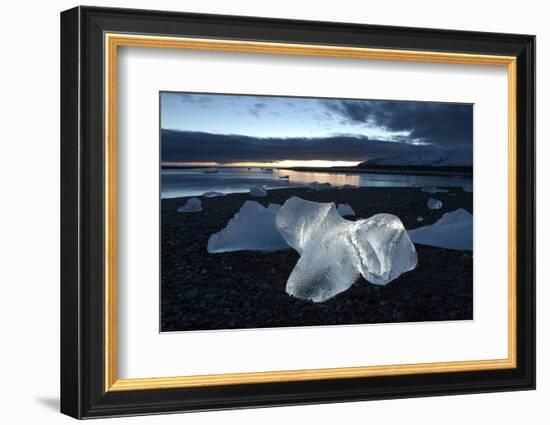 Icebergs at Sunset on Jokulsa Beach, on the Edge of the Vatnajokull National Park, South Iceland-Lee Frost-Framed Photographic Print