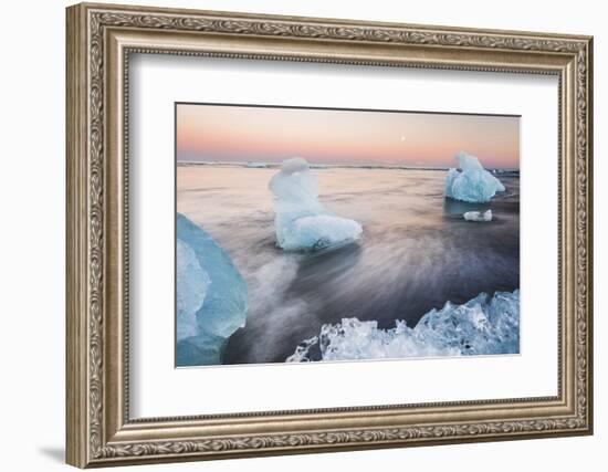 Icebergs at Sunset on Jokulsarlon Beach, Iceland, Polar Regions-Matthew Williams-Ellis-Framed Photographic Print