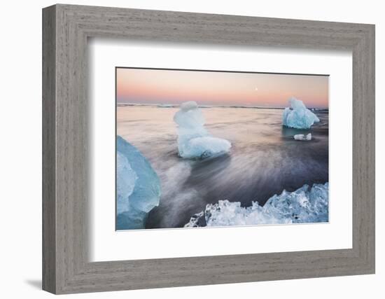 Icebergs at Sunset on Jokulsarlon Beach, Iceland, Polar Regions-Matthew Williams-Ellis-Framed Photographic Print