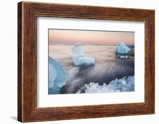 Icebergs at Sunset on Jokulsarlon Beach, Iceland, Polar Regions-Matthew Williams-Ellis-Framed Photographic Print