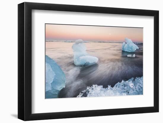 Icebergs at Sunset on Jokulsarlon Beach, Iceland, Polar Regions-Matthew Williams-Ellis-Framed Photographic Print