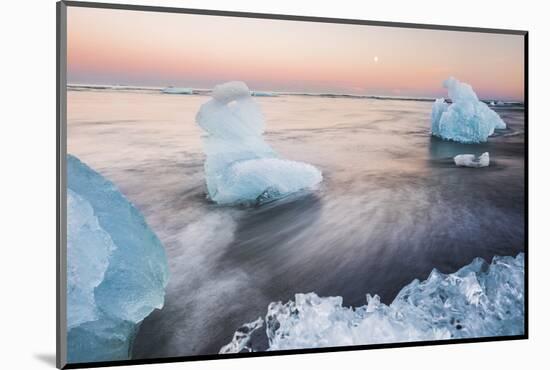 Icebergs at Sunset on Jokulsarlon Beach, Iceland, Polar Regions-Matthew Williams-Ellis-Mounted Photographic Print