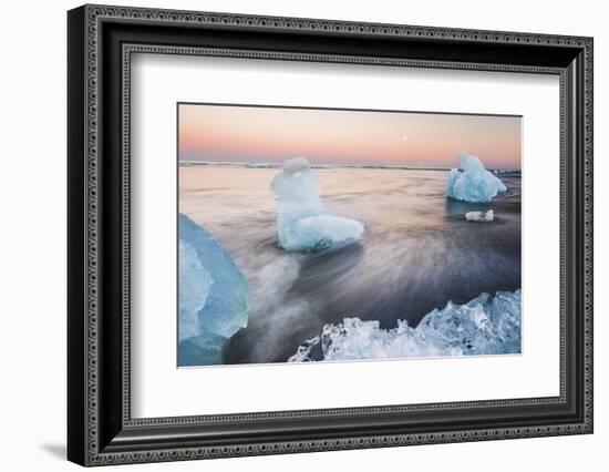 Icebergs at Sunset on Jokulsarlon Beach, Iceland, Polar Regions-Matthew Williams-Ellis-Framed Photographic Print