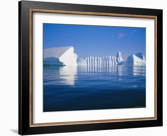 Icebergs Exhibiting Fluting and Honeycomb Textures, Antarctica-Geoff Renner-Framed Photographic Print