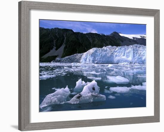 Icebergs Float Past Alalik Glacier, Kenai Fjords National Park, Alaska, USA-Paul Souders-Framed Photographic Print