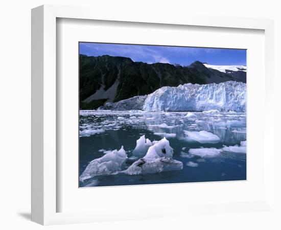 Icebergs Float Past Alalik Glacier, Kenai Fjords National Park, Alaska, USA-Paul Souders-Framed Photographic Print