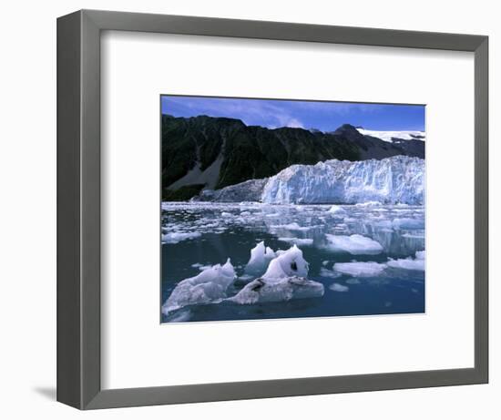 Icebergs Float Past Alalik Glacier, Kenai Fjords National Park, Alaska, USA-Paul Souders-Framed Photographic Print