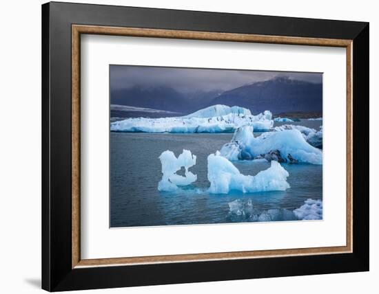 Icebergs Floating in the Glacier Lagoon Beneath Breidamerkurjokull Glacier, Jokulsarlon-Andrew Sproule-Framed Photographic Print