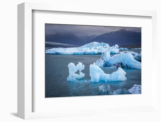 Icebergs Floating in the Glacier Lagoon Beneath Breidamerkurjokull Glacier, Jokulsarlon-Andrew Sproule-Framed Photographic Print