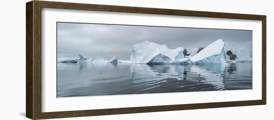 Icebergs floating in the Southern Ocean, Iceberg Graveyard, Lemaire Channel, Antarctic Peninsula...-Panoramic Images-Framed Photographic Print