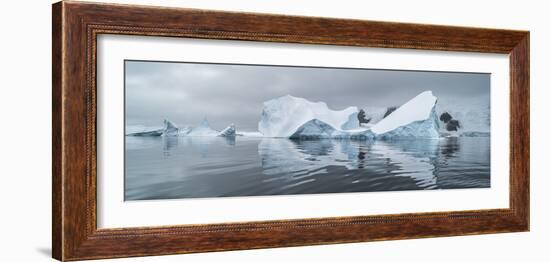 Icebergs floating in the Southern Ocean, Iceberg Graveyard, Lemaire Channel, Antarctic Peninsula...-Panoramic Images-Framed Photographic Print